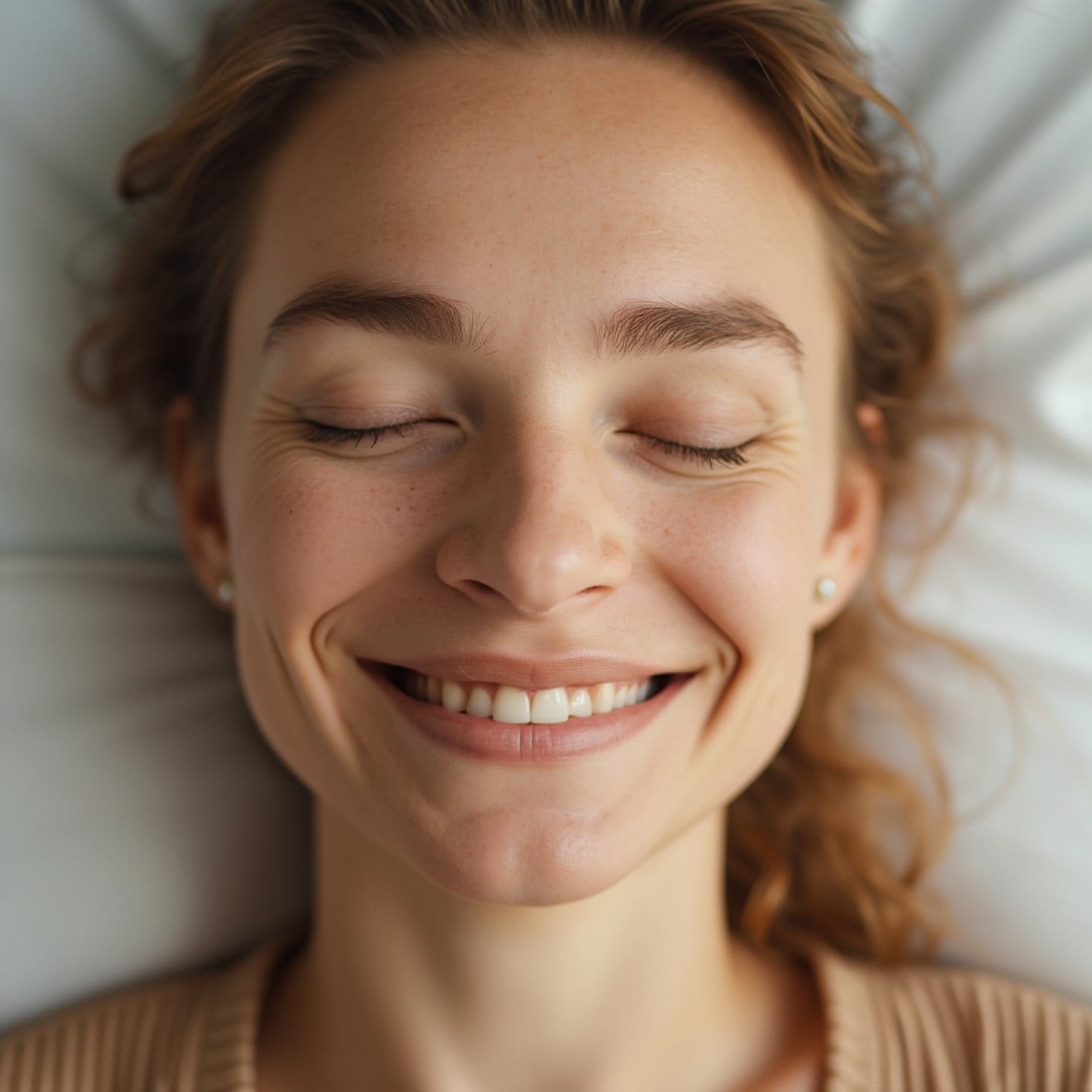 Person showing positive emotions after neurofeedback therapy