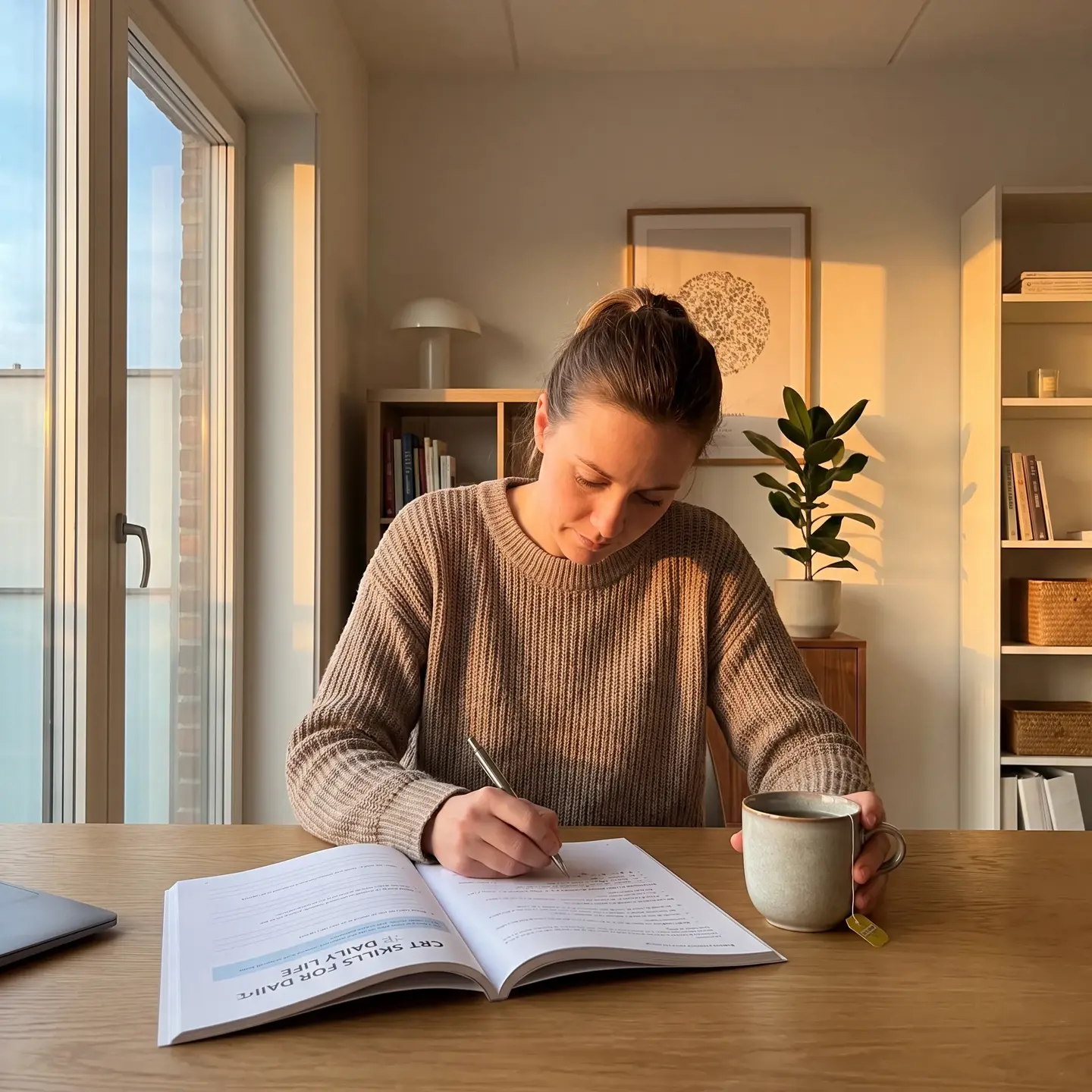 Client working on CBT homework