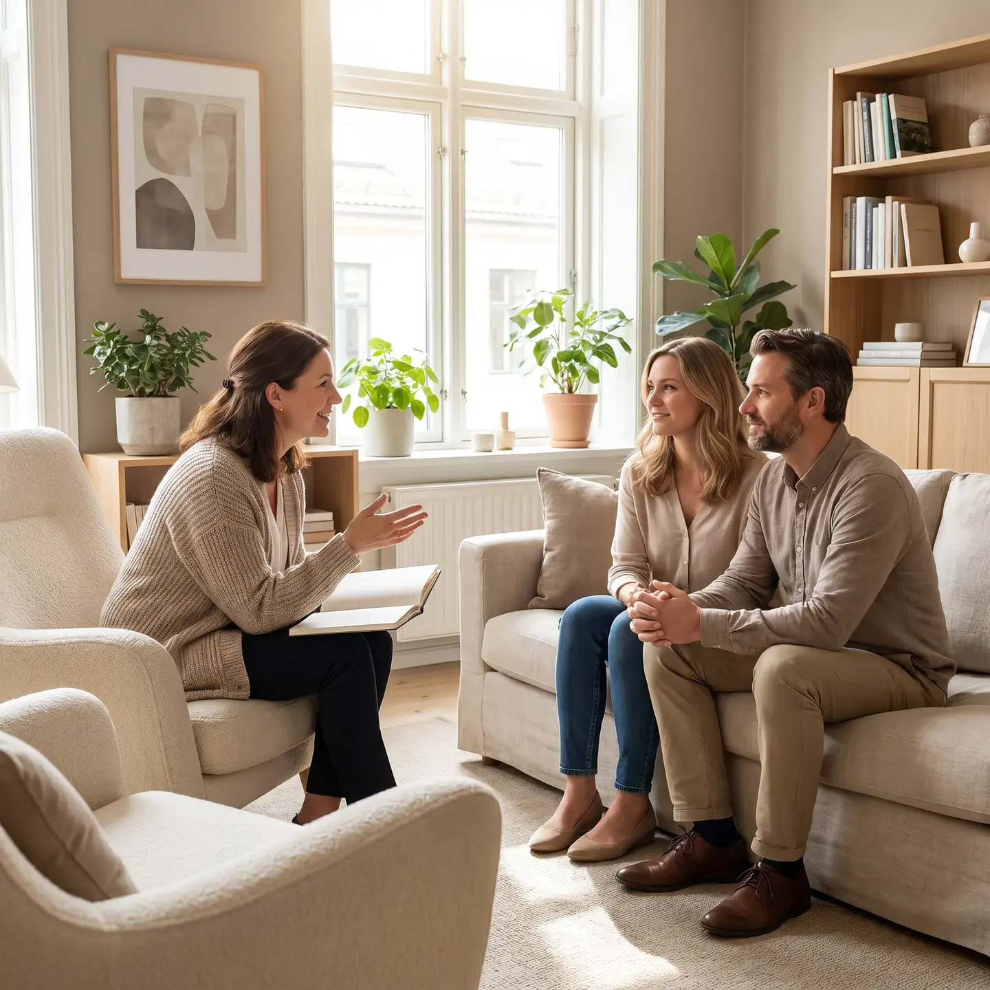 Family consultation in modern room