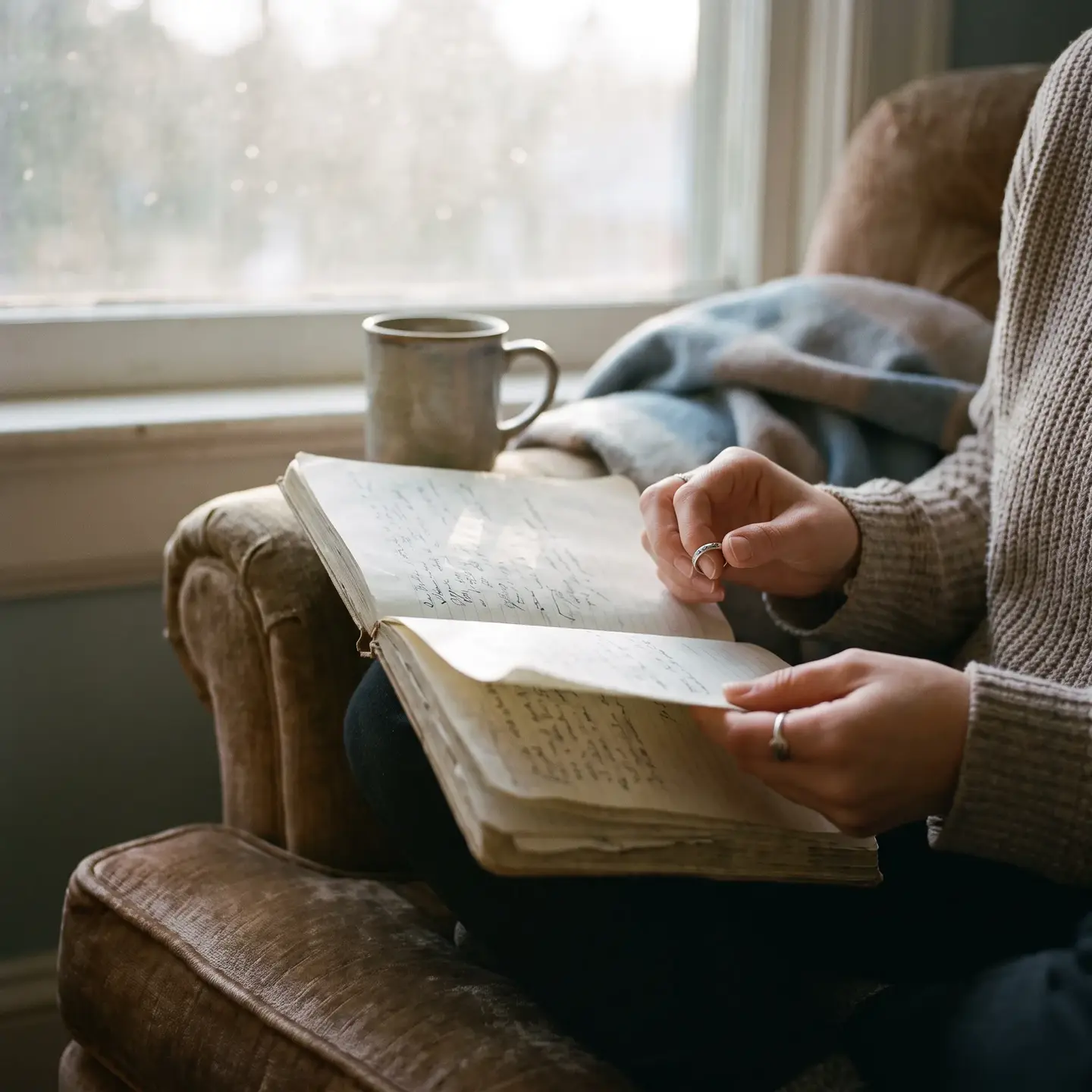Person with anxiety notebook in therapy