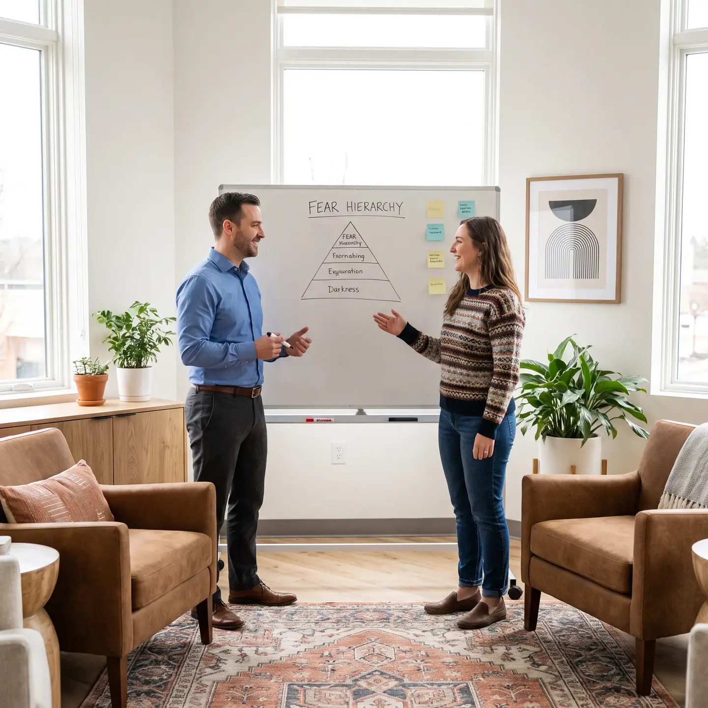 Therapist and client discussing fear hierarchy