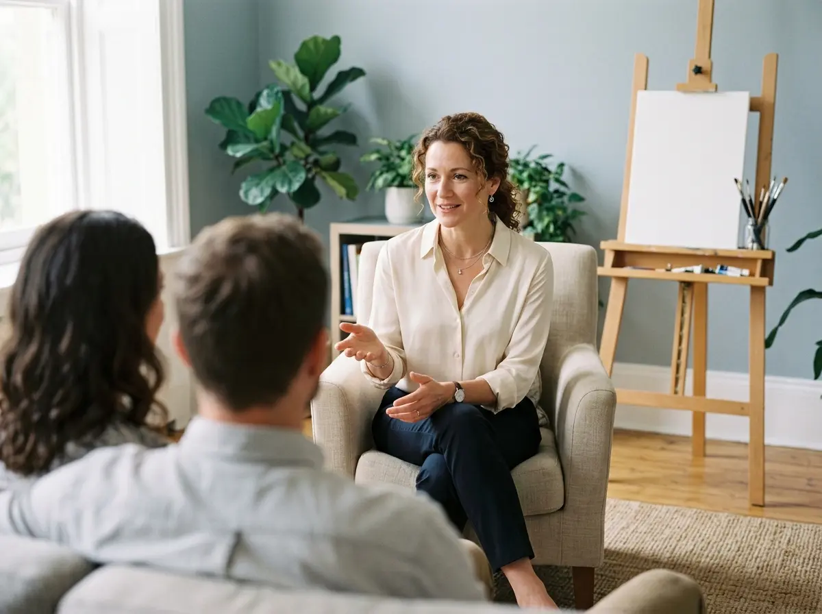 therapist explaining process couples counselling
