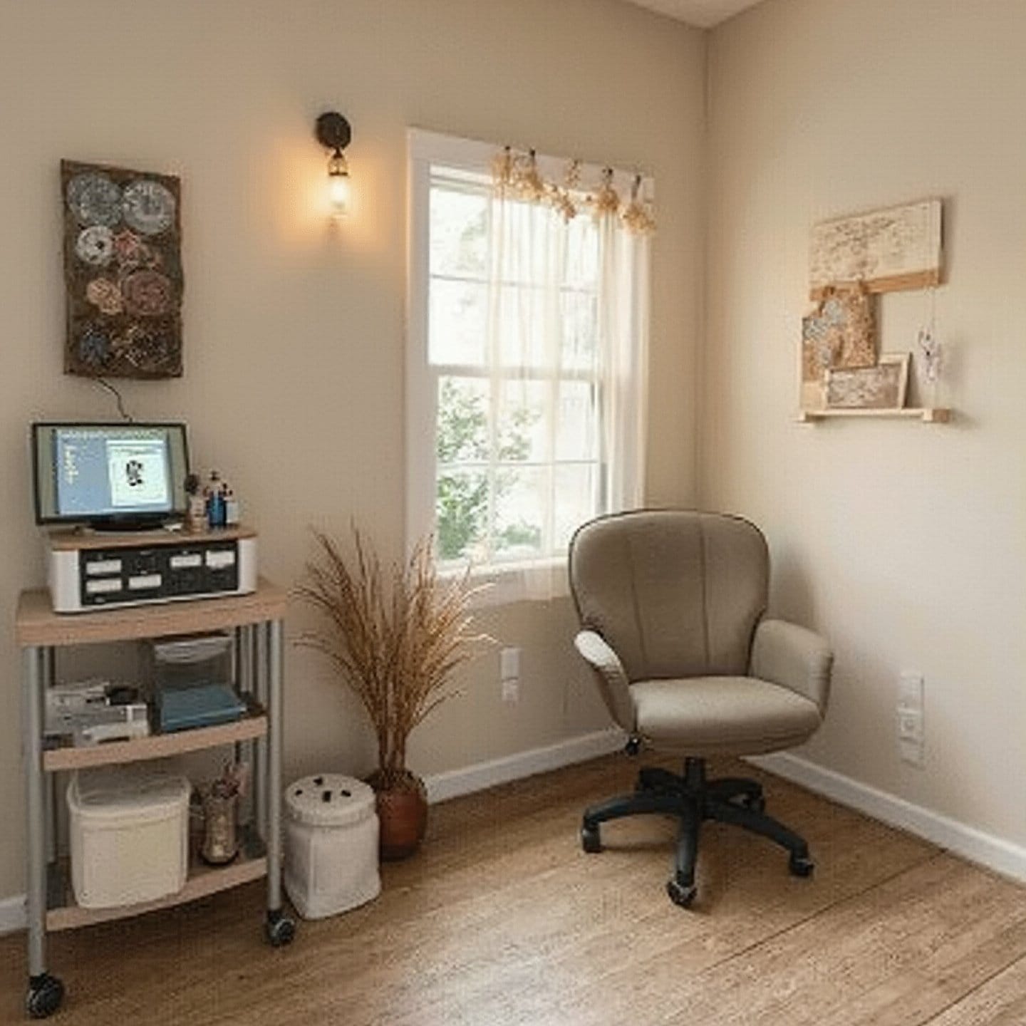 Cozy neurofeedback therapy room