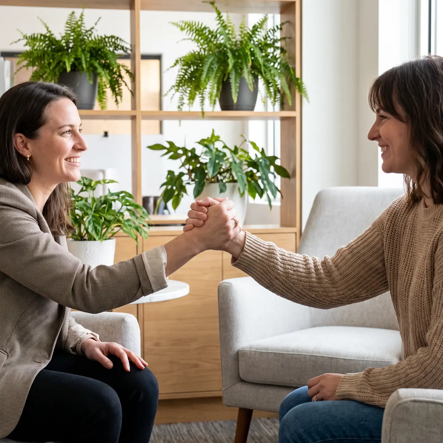Trust between therapist and client handshake