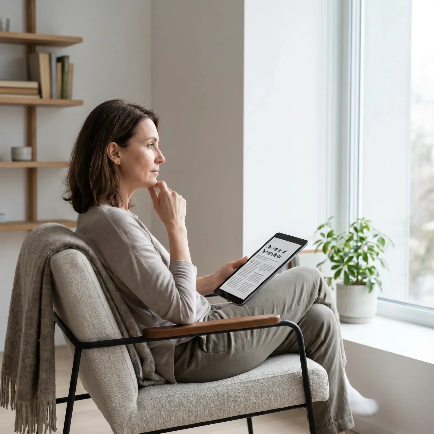 Woman reading about ADHD diagnosis