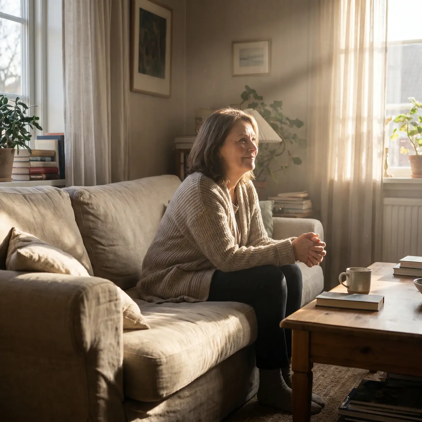 Woman reflecting on diagnosis experience